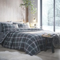 Aviemore Brushed Cotton Duvet Cover Sets-Charcoal